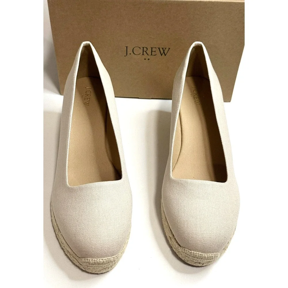 J.Crew Factory Shoes Women's Size 12 Canvas Espadrille Flax Beige